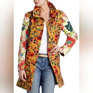 ANTHROPOLOGIE ELEVENSES Leopardlily SWING COAT JACKET EUC UK 14 US 10 $198